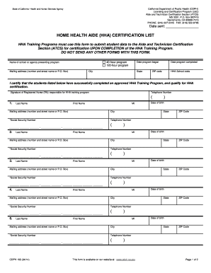 California HHA Certification List