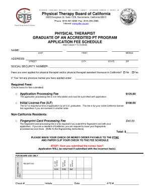 California Physical Therapist License Application