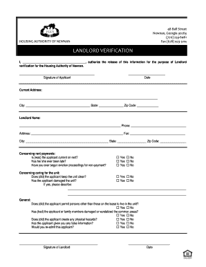Landlord Verification Form
