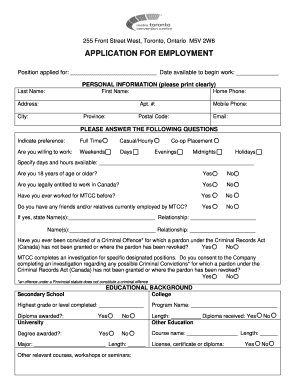 Application for Employment