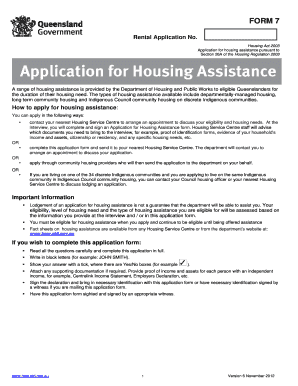 Queensland Housing Assistance Application