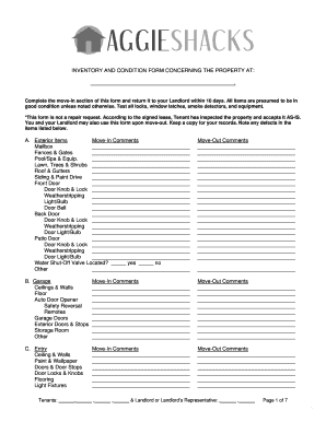 Inventory and Condition Form