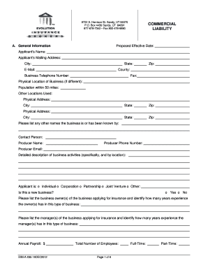 Commercial Liability Insurance Application