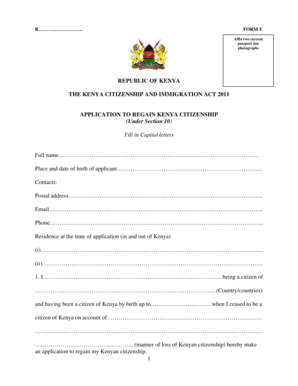 Kenya Citizenship Reapplication Form