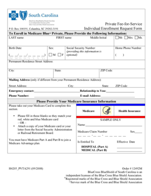 Medicare Blue Private Enrollment Form