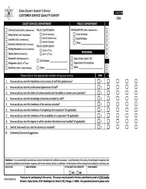 Cook County Sheriff's Office Customer Service Survey