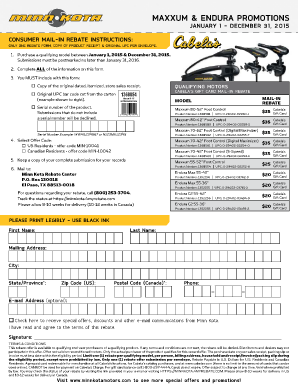 Maxxum & Endura Promotions Mail-In Rebate Form