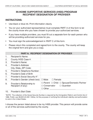 California IHSS Provider Designation Form