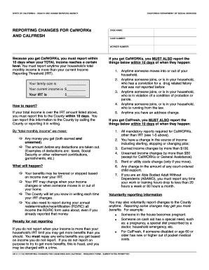 California CalWORKs and CalFresh Reporting Changes Form