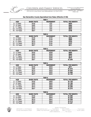 San Bernardino Specialized Care Rate Form