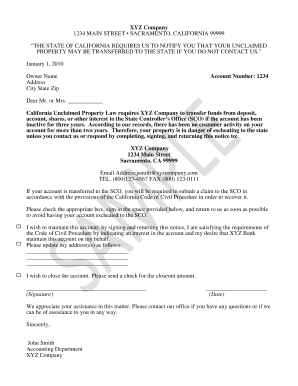 California Unclaimed Property Notice