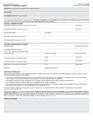 California Notice of Business Change