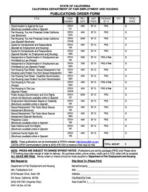 California DFEH Publications Order Form