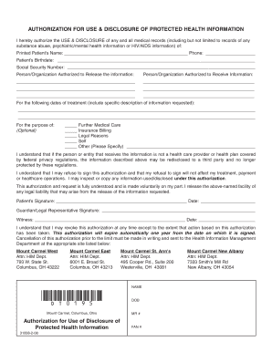 Authorization for Use and Disclosure of Protected Health Information