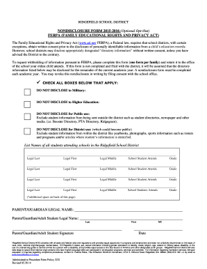 Ridgefield School District FERPA Non-Disclosure Form