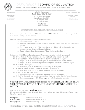 New Jersey Athletic Physical Packet