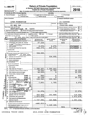 Form 990-PF Private Foundation Tax Return