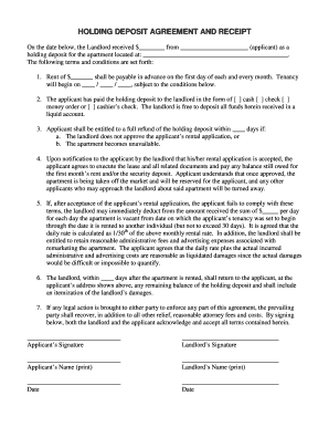 Holding Deposit Agreement and Receipt