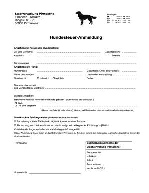 Hundesteuer-Anmeldung