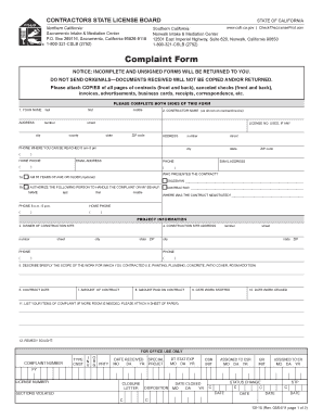 California Contractor Complaint Form