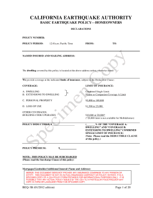 California Earthquake Policy—Homeowners
