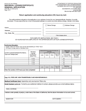 California DPR License Renewal Application