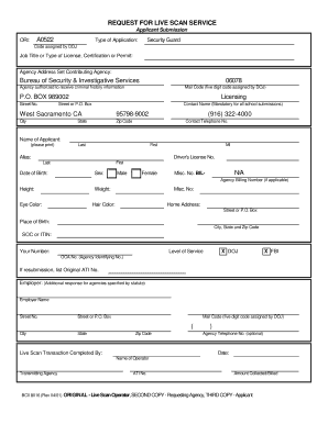 Request for Live Scan Service
