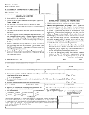California Real Estate Salesperson Exam Application