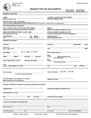 California Live Scan Request Form