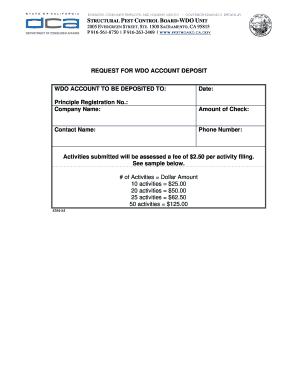 California WDO Account Deposit Request