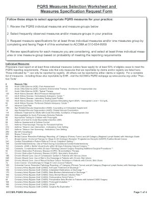 PQRS Measures Selection Worksheet