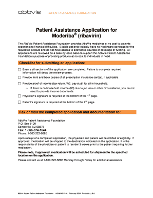 Patient Assistance Application for Moderiba (Ribavirin)