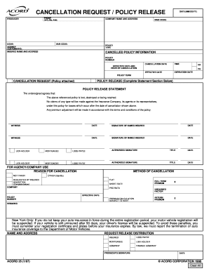 Insurance Policy Cancellation Request