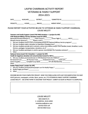 VFW Veterans & Family Support Activity Report