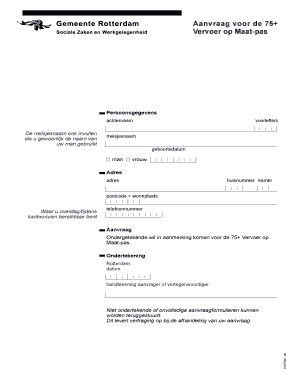 Aanvraag voor de 75+ Vervoer op Maat-pas