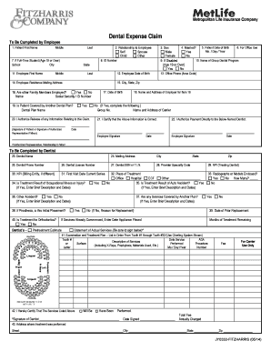 MetLife Dental Expense Claim Form