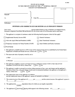 Illinois Indigent Person Petition