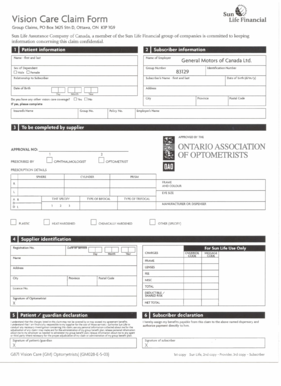 Vision Care Claim Form