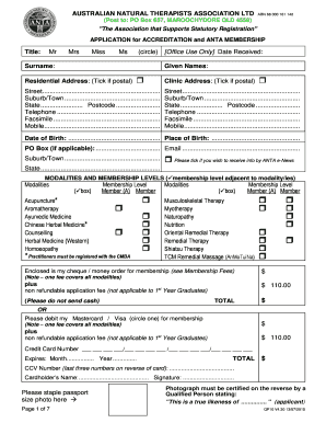 Australian Natural Therapists Association Accreditation Application