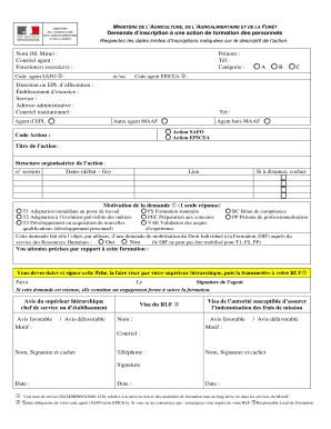 Demande d’inscription à une action de formation des personnels