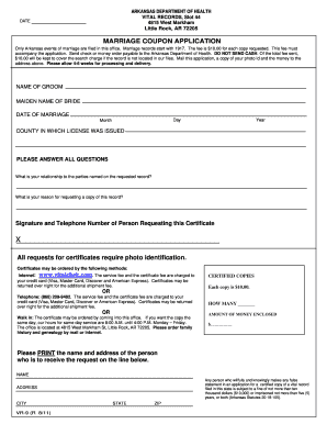 Arkansas Marriage Record Application