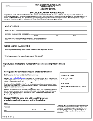 Arkansas Divorce Record Application