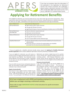Arkansas Retirement Annuity Application