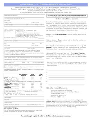 2012 Montreat Conferences on Worship & Music Registration Form