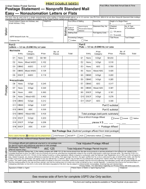 USPS Nonprofit Standard Mail Postage Statement