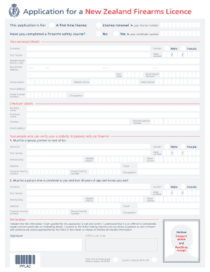 New Zealand Firearms Licence Application