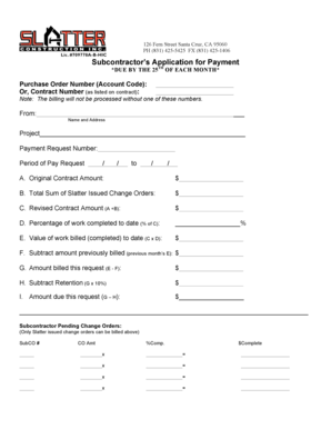 Subcontractor's Application for Payment