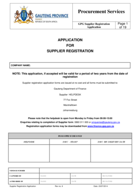 Gauteng Supplier Registration Application