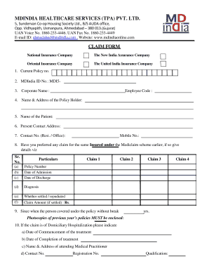 MDIndia Healthcare Claim Form