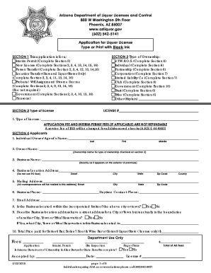 Arizona Liquor License Application